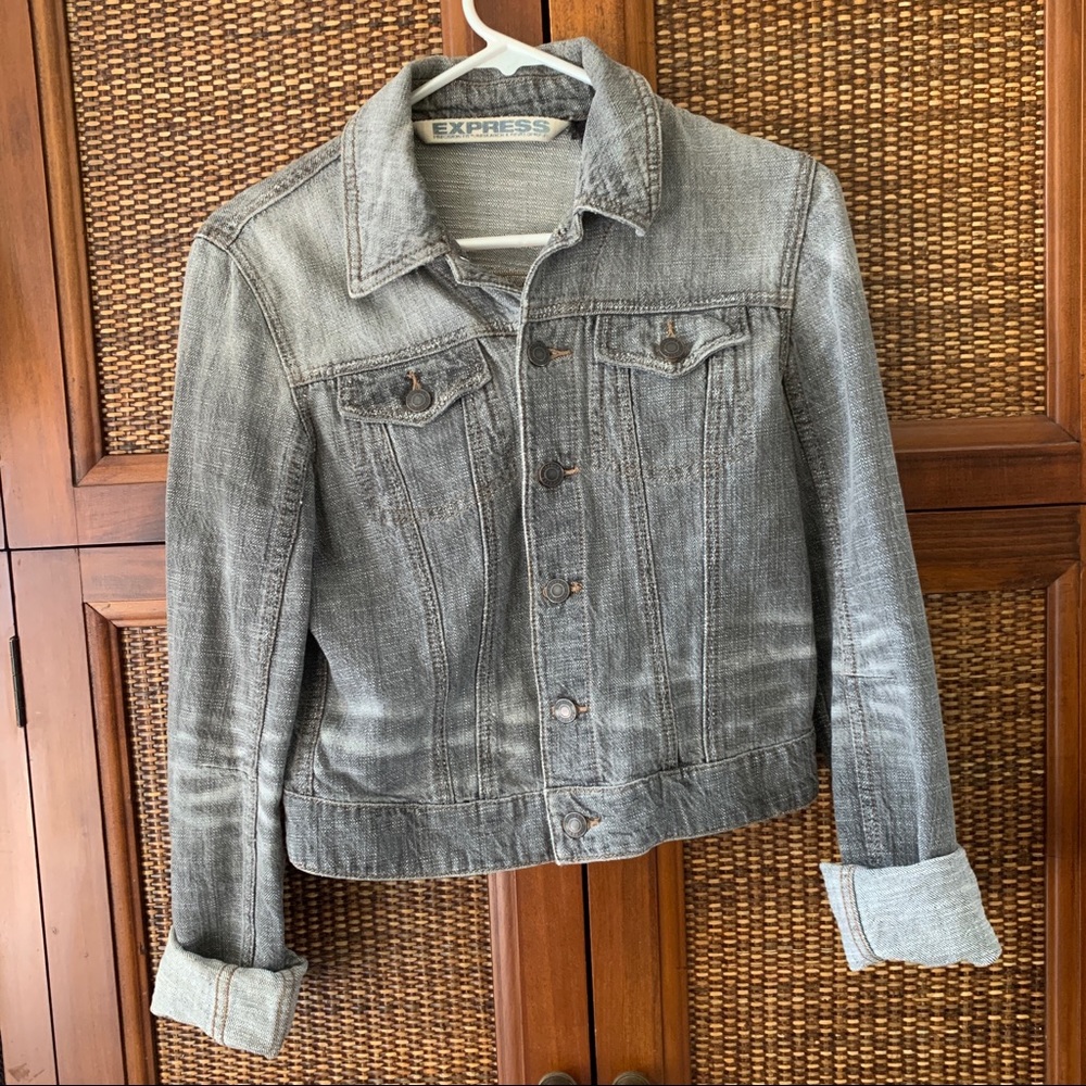 Distressed Denim Jacket (Grey)